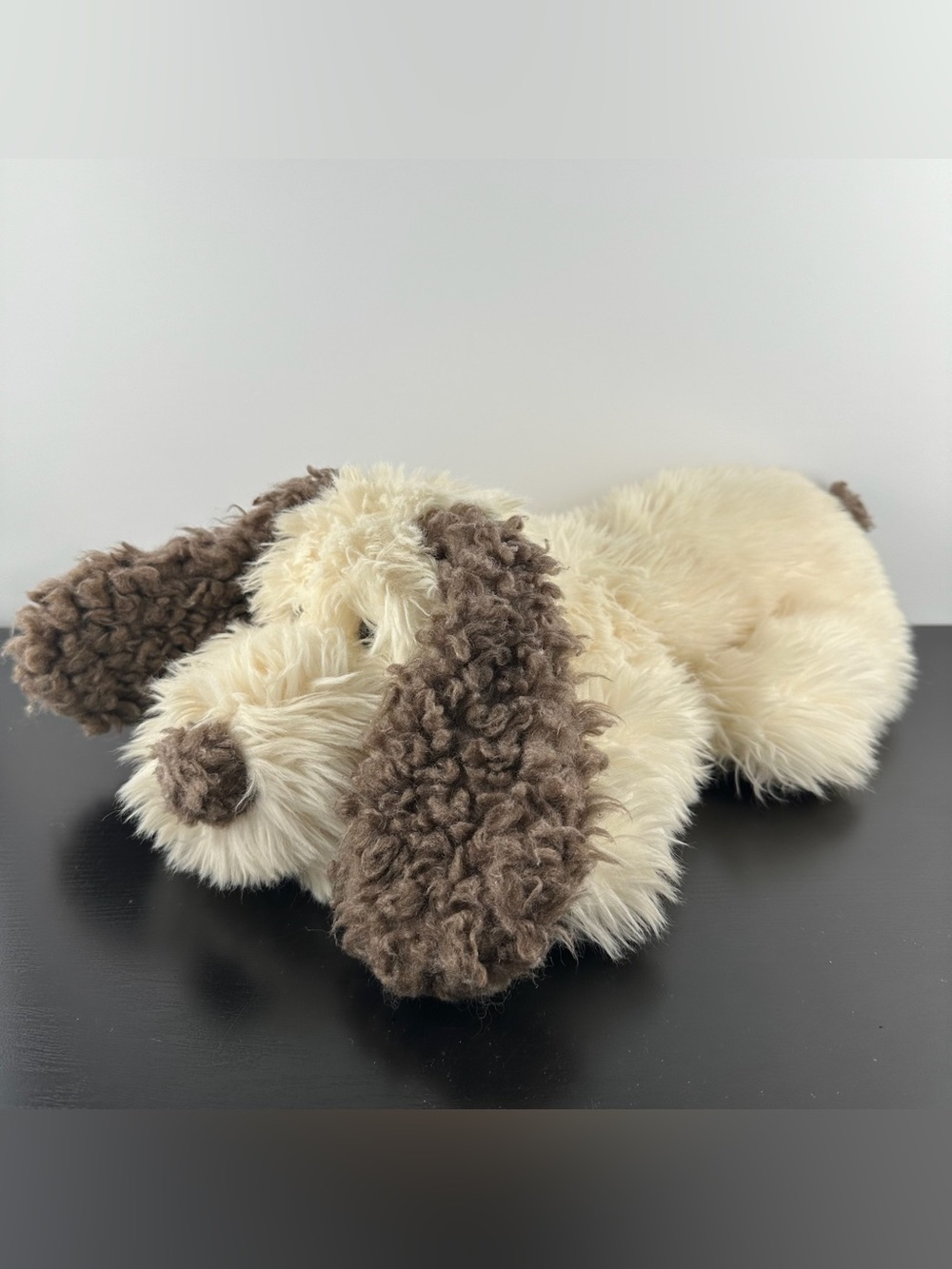 Russ Berrie Big Dawg Puppy Dog 16” Large Brown White Cream Curly Shaggy Plush